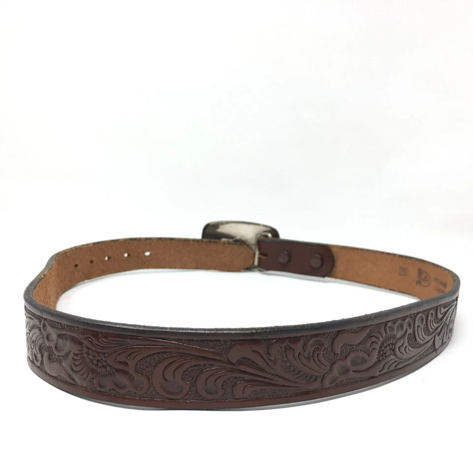 Cinturón Justin Western para mujer talla 28 marrón cuero tostado vintage hebilla de sillín Foto 3 de 4