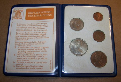 Münzset: Britains first Decimal Coins (Großbritanniens erste Dezimal-Münzen)
