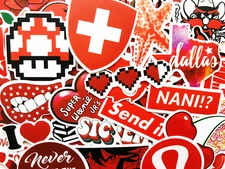 50 Red Sticker Bomb Scrapbooking Laptop Phone Skin Lot Set Decoration Decals