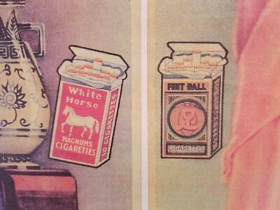 Original 1920s 30s White Horse Magnum Foot Ball Cigarette Ad Shanghai Hu  Boxiang
