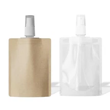 50 Reusable Fine Mist Spray Bottle Pouch for Liquid Atomizer in Kraft/Clear Bags