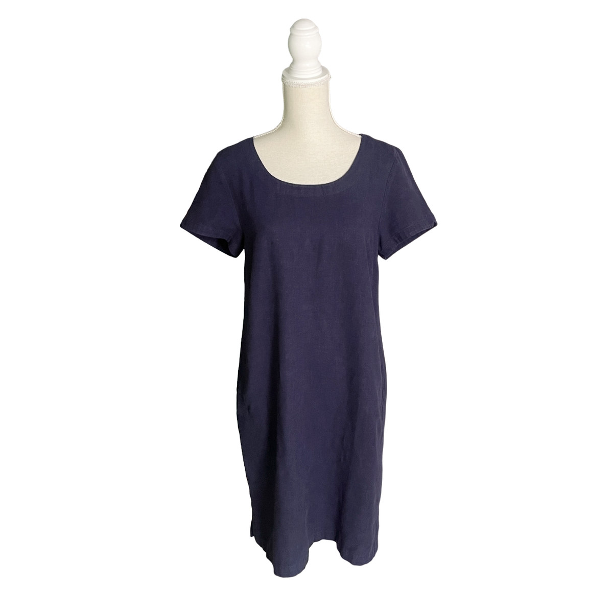 Rohan Tunis Dress linen plus size UK 12 US 8 M navy blue short sleeve  medium | eBay