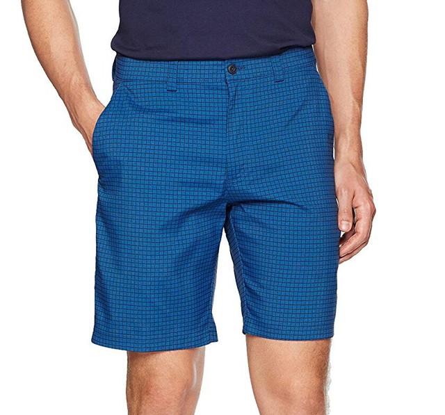 PGA TOUR Men's Square Geo Blue Flat Front Motionflux 360 Hybrid Golf Shorts ~ 38 for sale online
