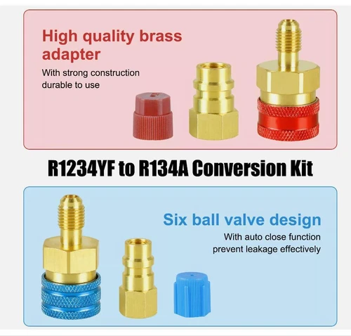 For Car A/C R1234YF To R134A Adapter Kit Quick Couplers Hi/Lo Side Conversion - Picture 13 of 17