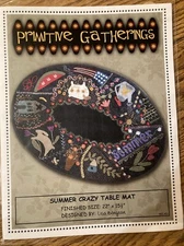 Primitive Gatherings Summer Crazy Table Mat Wool Applique Pattern