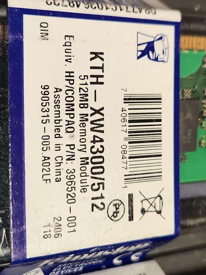Kingston KTH-XW4300/512 512MB Module Equiv. HP/COMPAQ P/N: 396520-001 Memory RAM - Image 4 of 4