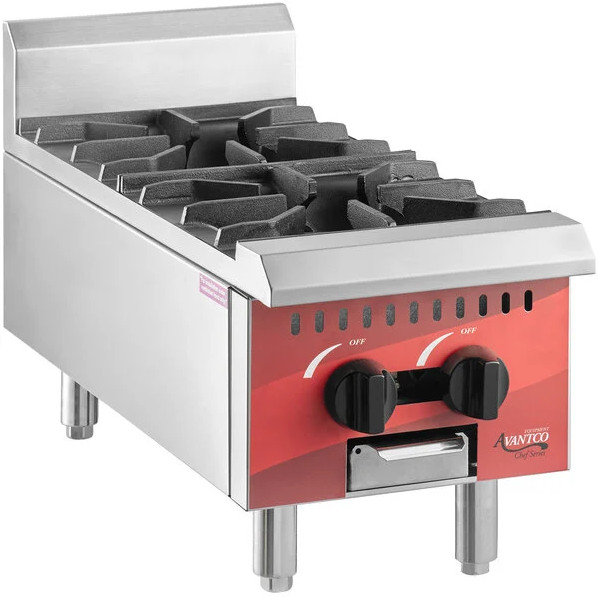 Restaurant 12" 2 Burner Gas Range Hot Plate Countertop Commercial Propane