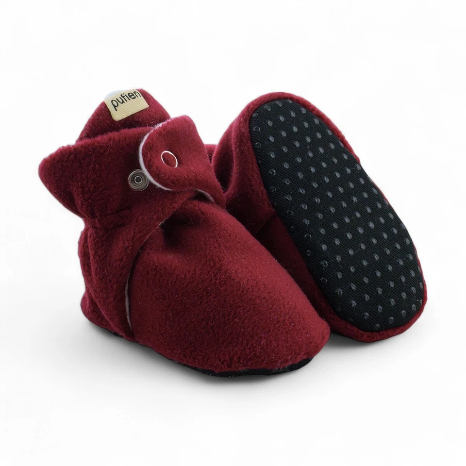 Borgoña Infantil Bebé Unisex Botas Suave Suela Antideslizante Tobillo Premium Bebé Botines Foto 3 de 4