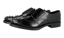 PRADA Leather Derby Studded RUNWAY Dress Shoes - Black - NEW
