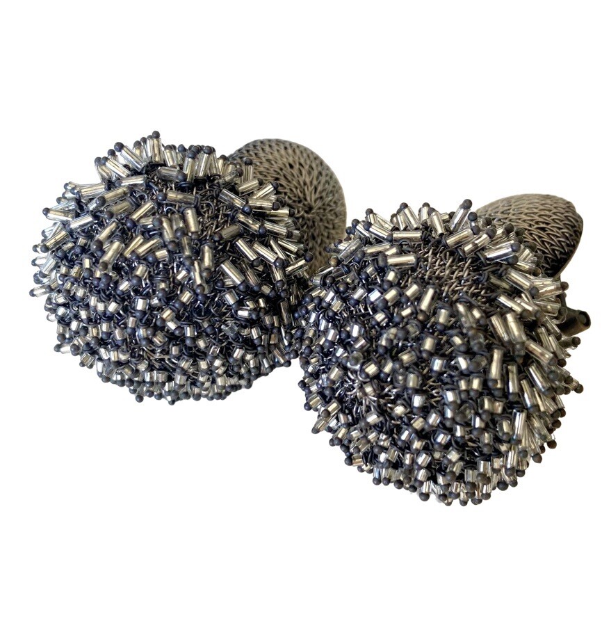 Large Silver Beaded Dangle earrings Handmade. Fam… - image 5