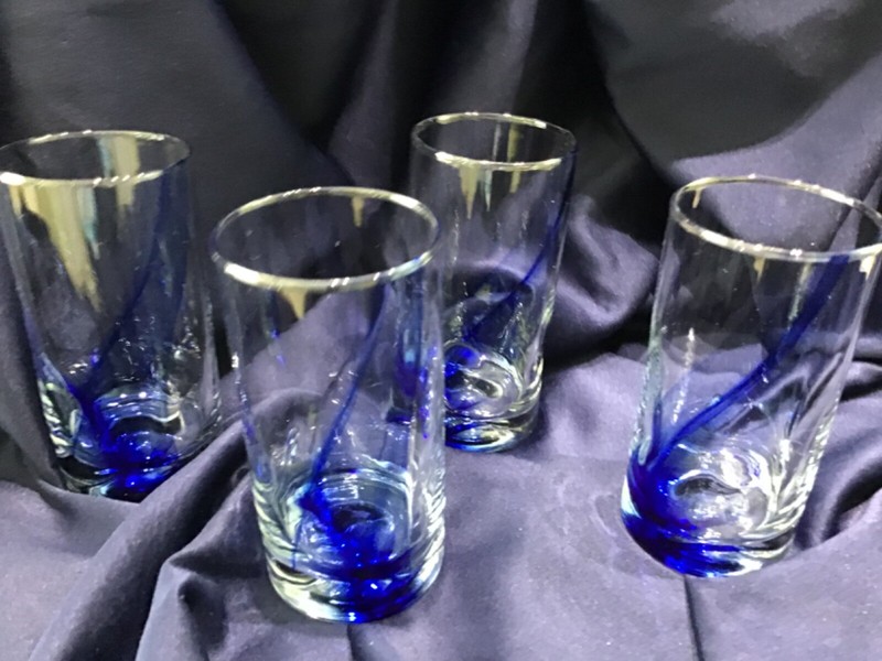 6 BLUE RIBBON IMPRESSIONS BEVERAGE GLASSES by LIBBEY GLASS never used excellent!