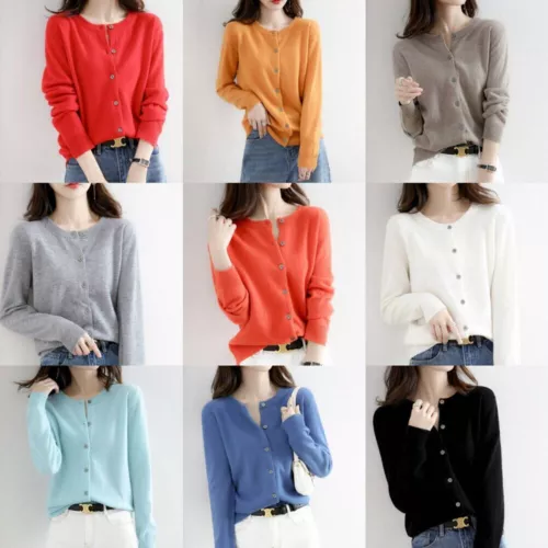 Womens Cardigan Soft Long Sleeve Size 6-18 Spring Autumn Ladies Knitted Top Gift - Picture 3 of 33