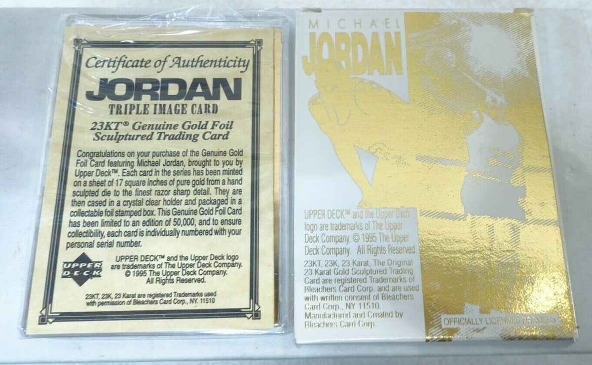 1995 UPPER DECK 23 KARAT GENUINE GOLD FOIL MICHAEL JORDAN TRADING