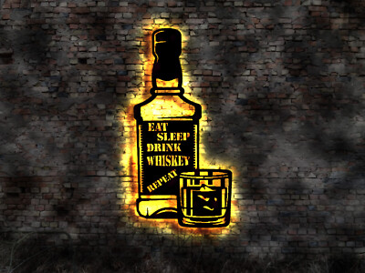 Eat sleep drink Whiskey repeat Bar no Gläser Irish drink bottle Fass Bar Tresen
