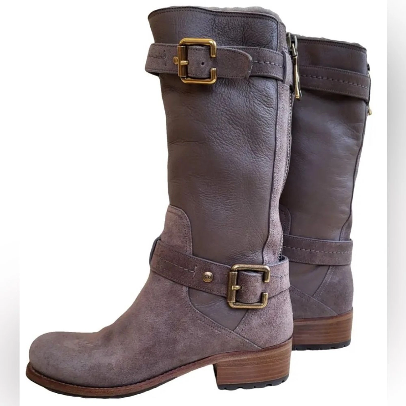Bottes moto mi mollet Christian Dior marron daim doublées fourrure EU38,5 US8,5 PRIX DE VENTE CONSEILLÉ 2 250