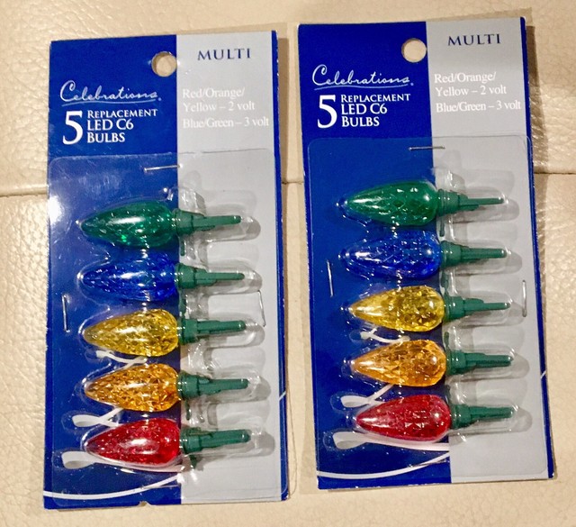 Celebrations LED C6 Christmas Light Bulbs Multicolored 5 PK for sale