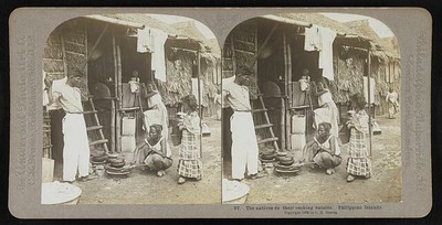 Photo:The natives do their cooking outside. Philippine Islands 1902