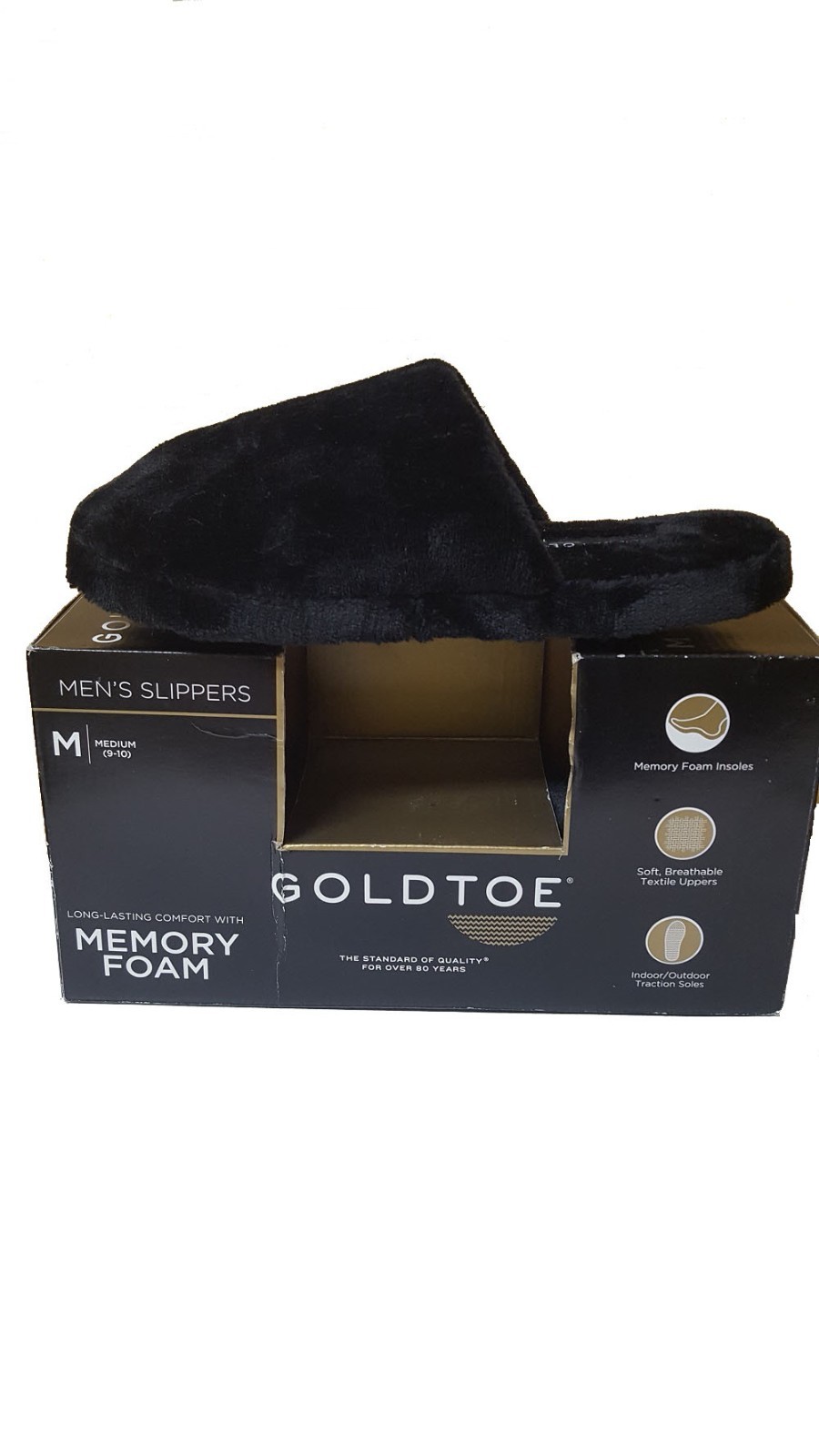 PANTOFOLA D’ORO Pantofole slip on uomo punta oro memory foam nere medie 9 10