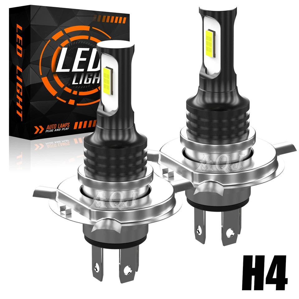 10000LM 80W H4 COB Hi/Lo LED lâmpada de farol de motocicleta branca 6000K 12V - Imagem 2 de 4