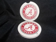 UNIVERSITY OF ALABAMA  ABSORBENT CERAMIC CAR CUP HOLDER COASTERS - SET OF 2
