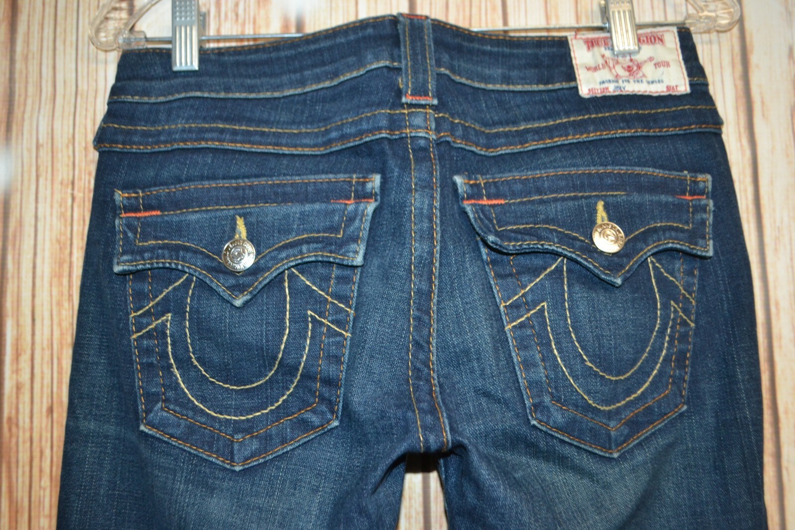True Religion Women's Joey Bootcut Thick Stitch U Blue Denim Jeans Sz 28x30 thumbnail 7