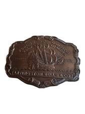 LIVINGSTON WELLS  CO. FOREIGN-DOMESTIC GOLD DEALERS Brass Belt Buckle AUSTRALIA