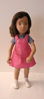Sasha Doll #111 Red Pinafore 16'' Brunette with Box England 1980 VGC RESTRUNG