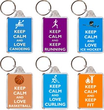 Various Keep Calm Sports - Double Sided Large Keyring Gift/Present/Souvenir