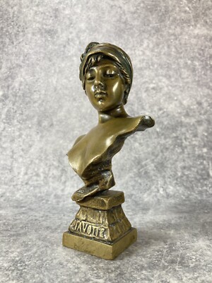 BUSTE BRONZE DORÉ FEMME. JAVOTTE. EMMANUEL VILLANIS. Circa 1900