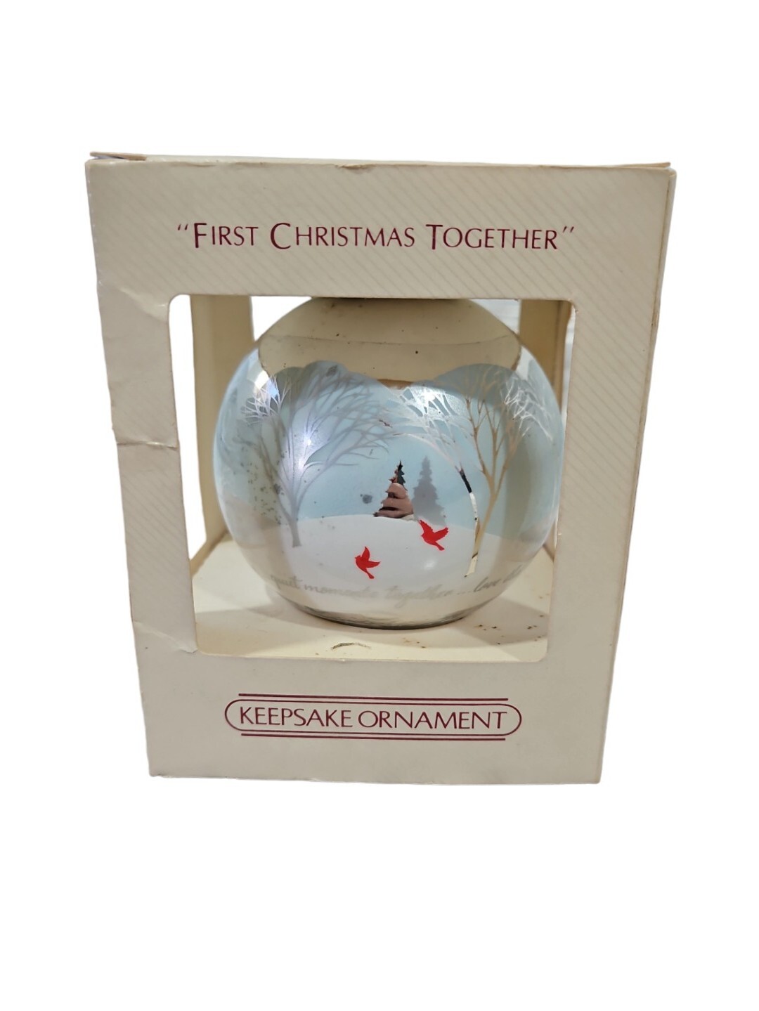 Vintage 1982 Hallmark Glass Ball Keepsake Ornament "First Christmas