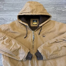Berne Workwear Canvas Quilt Lining Hooded Jacket Brown Work Heavy Sz Large *READ
