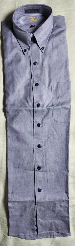 Camisa de vestir clásica XMI para hombre azul 100 % algodón talla 15,5 33 hecha en Hong Kong Foto 3 de 4