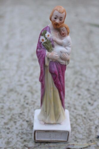 Vintage Statuette Figurine Saint Joseph Infant Jesus Porcelain #330 - Afbeelding 1 van 6
