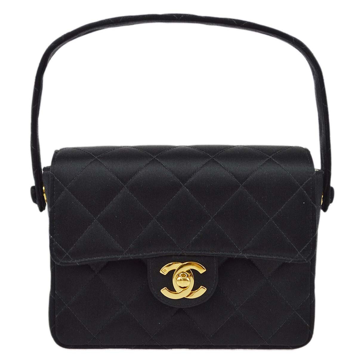 Chanel Black Satin Mini Classic Square Flap Handbag 132875 | eBay