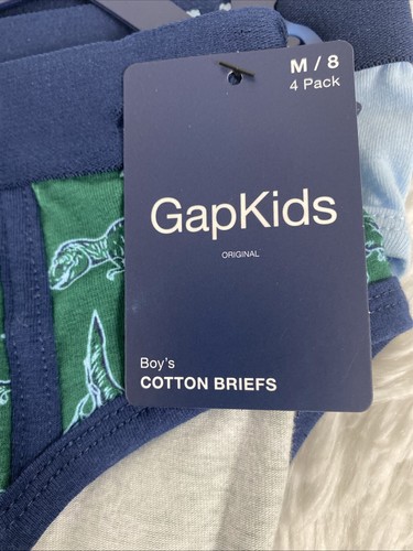 GAP Kids Boy Briefs Underwear Size M 8 Cotton 4 Pack Dinosaurs Blue Green - Picture 2 of 7