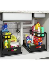 REALINN Under Sink Organizer and Storage, 2 Pack Pull Out Cabinet Organizer New