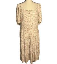 As You Wish Womens Plus 2X Floral Off The Shoulder Tiered Boho Dress Cottagecore