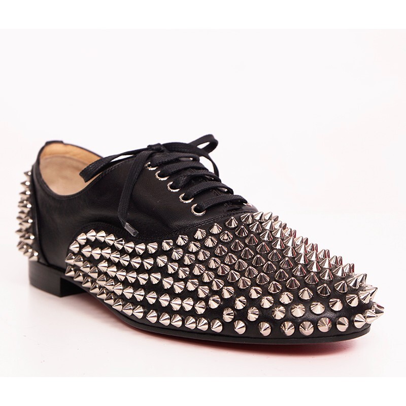 37 NEW $995 CHRISTIAN LOUBOUTIN Black Leather FREDDY STUDDED 37 NEW $995 CHRISTIAN LOUBOUTIN Black Leather FREDDY STUDDED