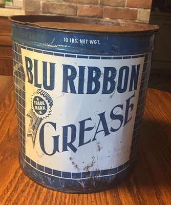 VINTAGE BLU RIBBON TRADE MARK GREAE CAN RARE AUTO MECHANICAL MACHINIST CAN USA