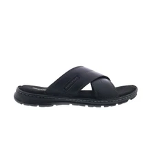 Rockport Darwyn Cross Band CI5686 Mens Black Wide Slides Sandals Shoes 7
