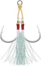 Dr.Fish 10 Pack Double Jigging Assist Hooks Saltwater #1/0-10 Pack, silver 