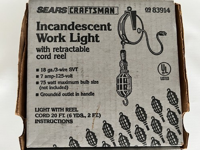 #ad #ad Vintage Sears Craftsman Model 83914 Retractable Shop Work Light 20ft Cord New. $42.00