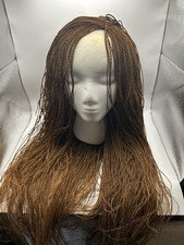 Light Brown Micro Braid Full Wig Side Part Long Synthetic Hair