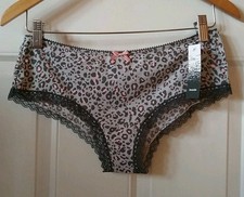KENSIE GRAY LEAOPARD AND LACE PANTY, SIZE L