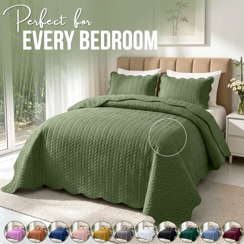 Premium Quilted Bedspread Set With Pillow Shams Soft Coverlet Quilt All Sizes