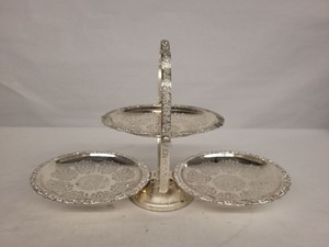 Queen Anne Vintage 3 Plate Stand Made In England Silver Plated