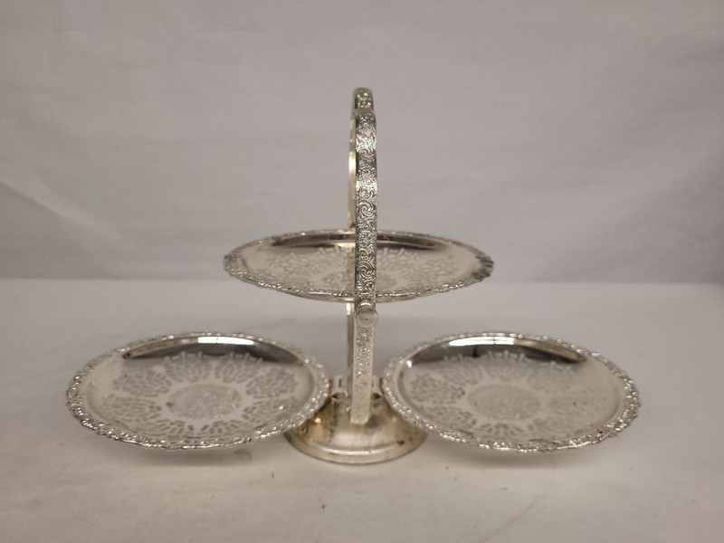 Queen Anne Vintage 3 Plate Stand Made In England Silver Plated