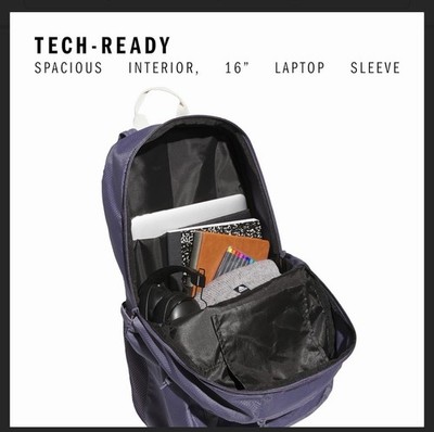adidas Excel 7 Backpack NEW Violet/Wonder White 16'' Laptop Sleeve