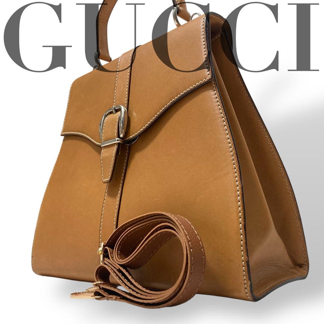 GUCCI Brown Leather 2-Way Handle Bag Authentic G0703447