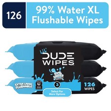 LiL' DUDE Wipes, Extra Large 99 Water Fragrance Free Flushable Wet Wipes